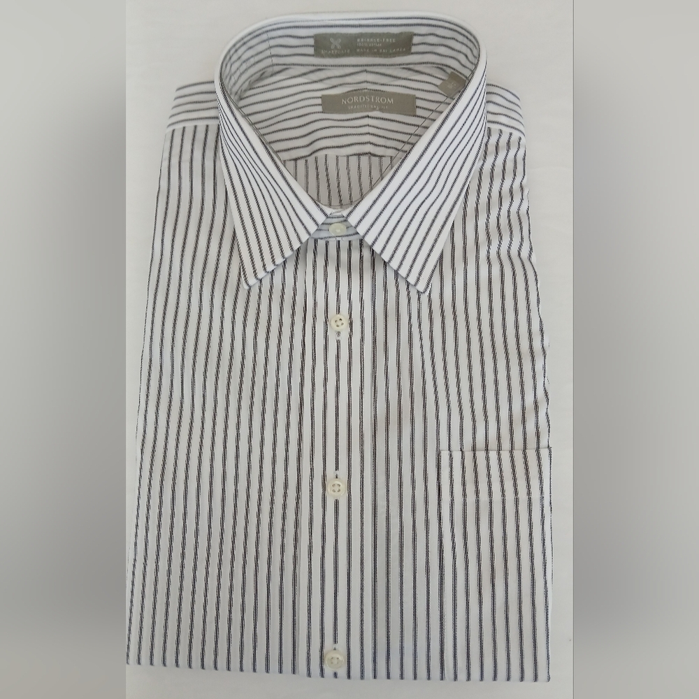 Nordstrom Traditional Fit Dress Shirt Wrinkle‑Free Smartcare Size 17/35 NWT